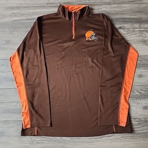 NFL Team Apparel 1/4 Zip Men's Sweatshirt Cleaveland Browns Long Sleeve Sz LT